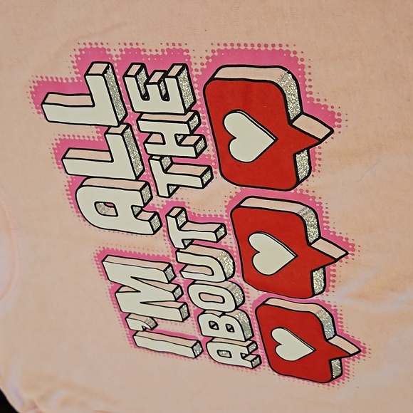 💖5/$15 Girls Valentine's Text T-shirt XXL 18 - Picture 2 of 4
